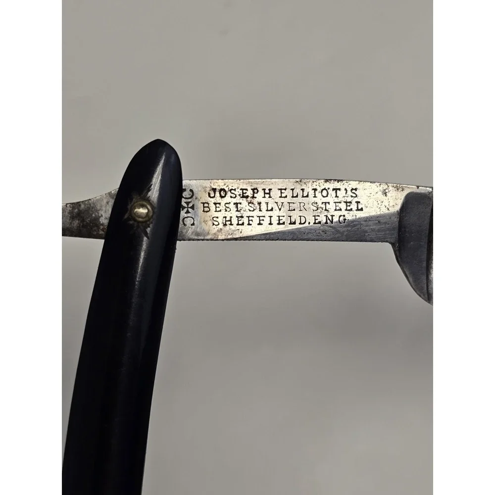 Antique‎ Shaving Straight Razor Joseph Elliot Best Silver Steel w/ Box Rangoon